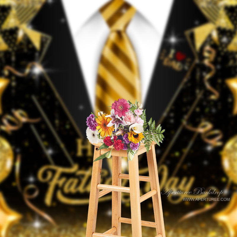 Aperturee - Liebe Papa Gold Krawatte Schwarzer Anzug Glitzer Vatertag Hintergrund