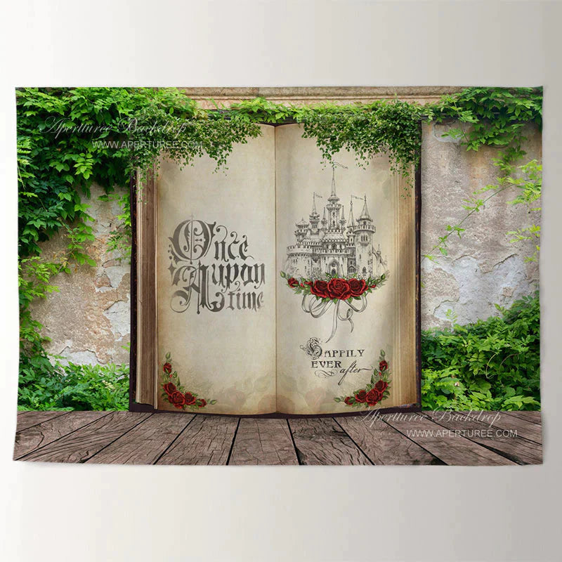 Aperturee - Magic Book Castle Greeny Wall Ostern Fotohintergrund