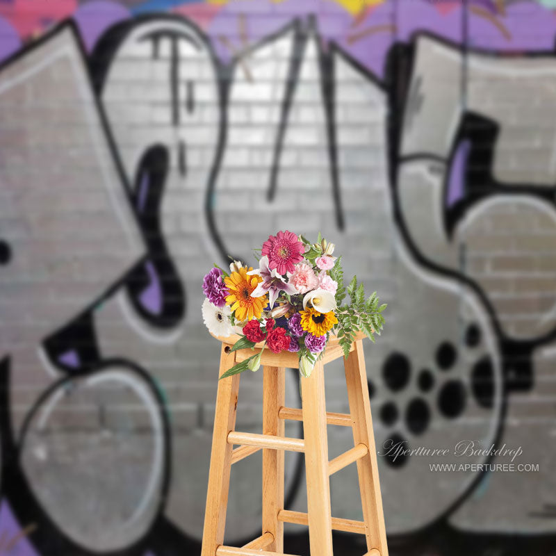 Aperturee - Moderne silberne Graffiti Fotostudio Hintergrund