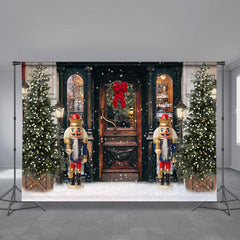 Aperturee - Nussknacker Tür Vintage Bäume Weihnachtshintergrund