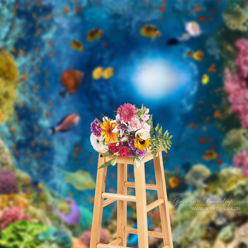 Aperturee - Meereslandschaft bunte Fische Sommer Hintergrunddekoration
