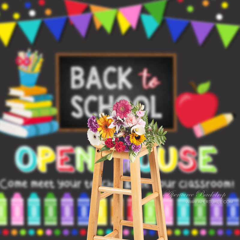 Aperturee - Tag der offenen Tür bunter Dot Crayon Hintergrund für den Schulanfang