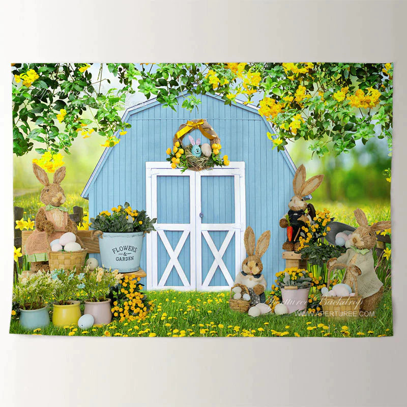Aperturee - Outdoor Cowboy Blumenkaninchen Fröhliche Ostern Hintergrund