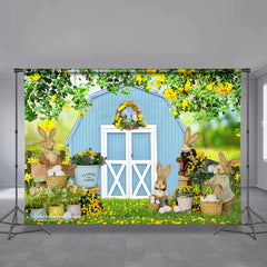 Aperturee - Outdoor Cowboy Blumenkaninchen Fröhliche Ostern Hintergrund