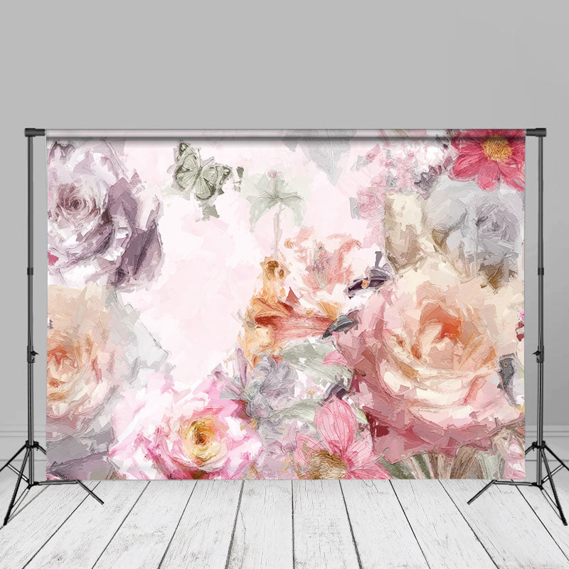 Aperturee - Ölgemälde Schmetterlings Blumen Kunst Foto Hintergrund
