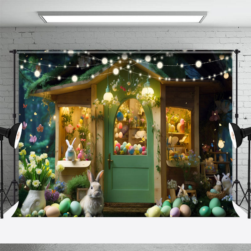 Aperturee - Ostereier grünes Holzhaus Osterkulisse