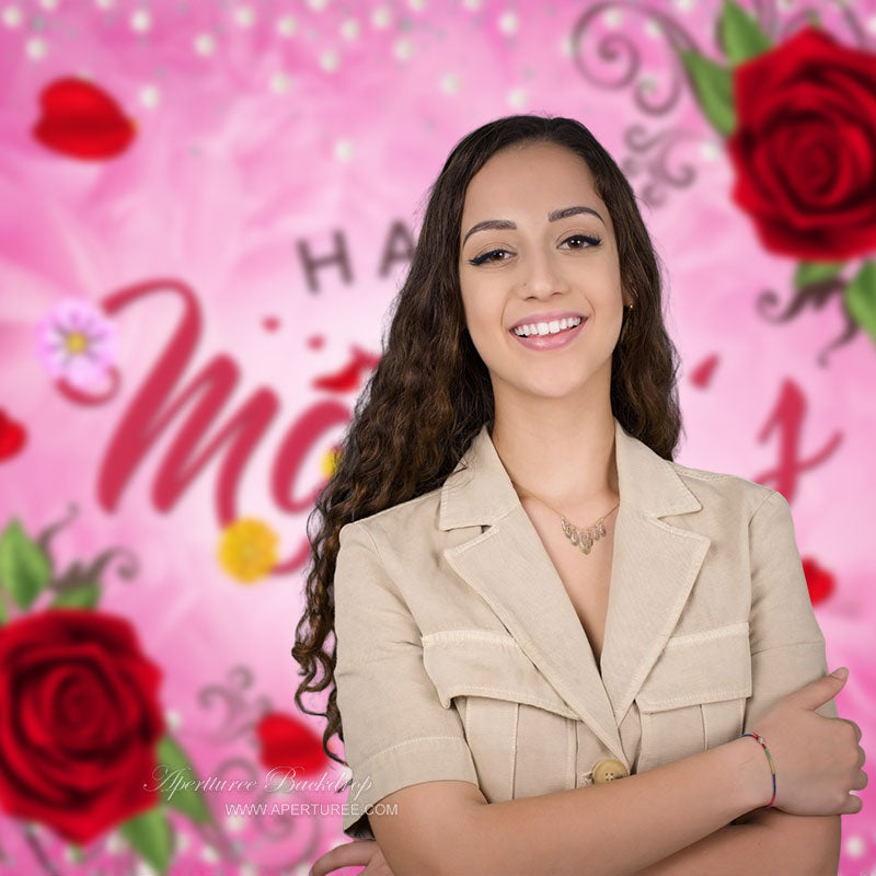 Aperturee - Perlen rote Rose rosa Muttertag Fotografie Hintergrund