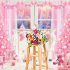 Aperturee - Rosa Weihnachtsbaum Fensterkerzen Fotohintergrund
