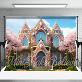 Aperturee - Rosa Feenhaus Sakura Baum Eier Osterkulisse