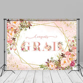 Aperturee - Rosa Blumen Gold Glitzer Abschluss Fotokabinen Hintergrund