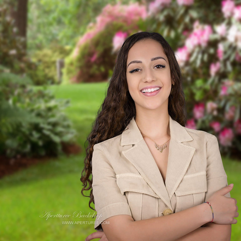 Aperturee - Rosa blühende Sträucher Gras Frühlingshintergrund Fotoideen