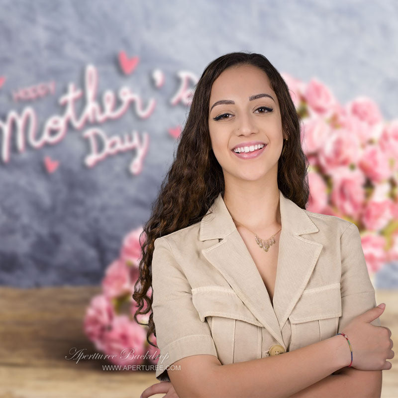 Aperturee - Rosa Blumen Holz Schreibtisch Muttertag Hintergrund für Foto