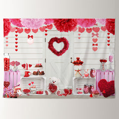 Aperturee - Pinkfarbener und roter Herz Teddy Valentine Hintergrund