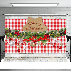 Aperturee - Rot karierte Jingle Bells Frohe Weihnachten Hintergrund