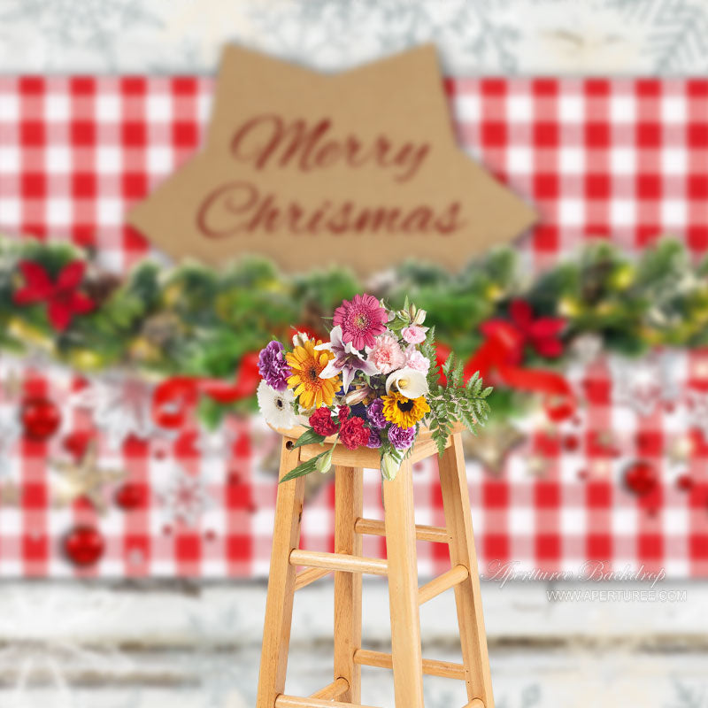 Aperturee - Rot karierte Jingle Bells Frohe Weihnachten Hintergrund