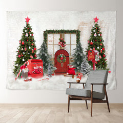 Aperturee - Rote Briefkastentür beige Wand Weihnachtskulisse