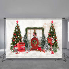 Aperturee - Rote Briefkastentür beige Wand Weihnachtskulisse