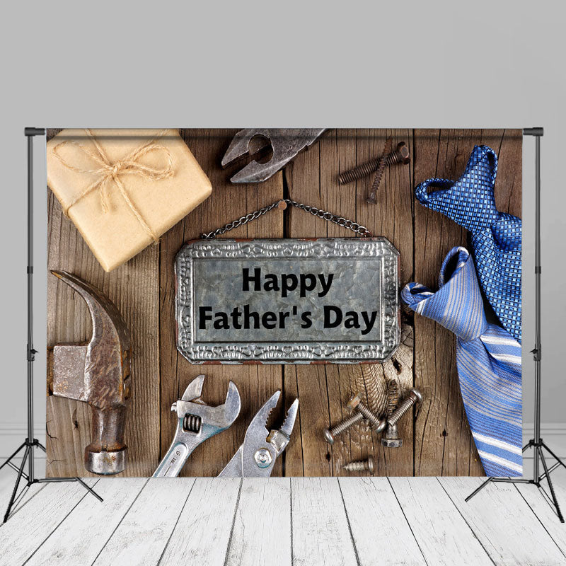 Aperturee - Present Tie Werkzeug Holz Hintergrund „Alles gute zum Vatertag