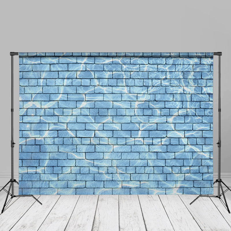 Aperturee – Hübscher blauer Wasserwellen Backsteinmauer Fotohintergrund