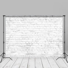 Aperturee – reinweißer Backsteinmauer Fotografie Stoffhintergrund