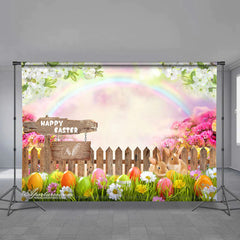 Aperturee - Kaninchen Farbei Regenbogen frohe Ostern Hintergrund