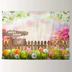 Aperturee - Kaninchen Farbei Regenbogen frohe Ostern Hintergrund