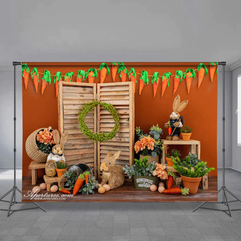 Aperturee - Kaninchenpapageien aus Holz mit floralem Hintergrund für den Ostertag