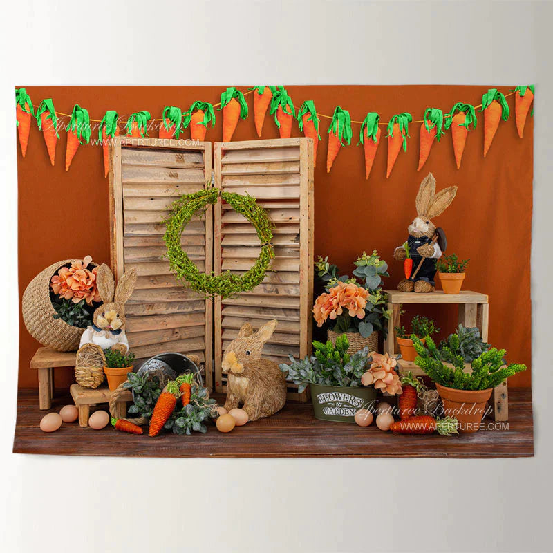 Aperturee - Kaninchenpapageien aus Holz mit floralem Hintergrund für den Ostertag