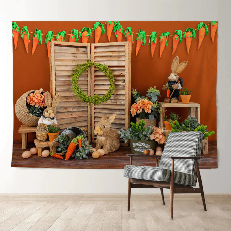 Aperturee - Kaninchenpapageien aus Holz mit floralem Hintergrund für den Ostertag