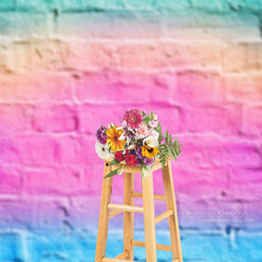 Aperturee - Regenbogen Süßigkeits Pastell Backsteinmauer Portrait Hintergrund