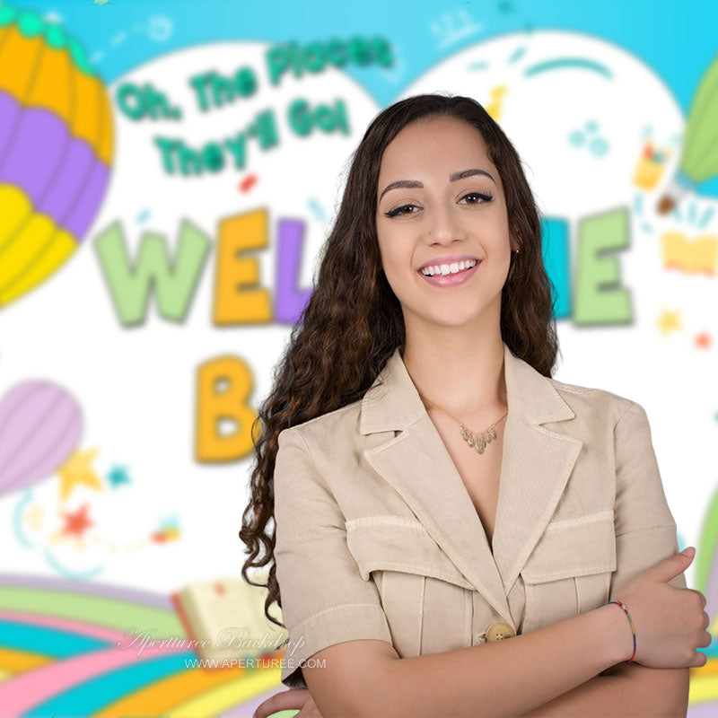 Aperturee - Regenbogen Feuerballon Willkommen zurück zur Schulkulisse