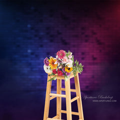 Aperturee – Strahlen Neon Hellblau Rot Backstein Fotostudio Hintergrund