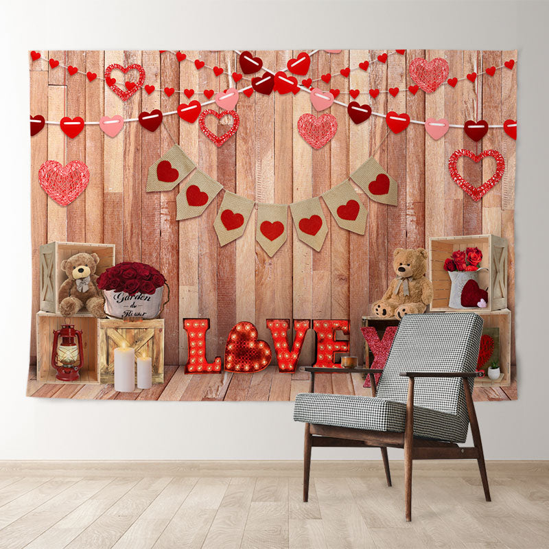 Aperturee - Reose Love Hear Teddy Happy Valentines Hintergrund