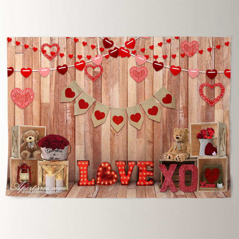 Aperturee - Reose Love Hear Teddy Happy Valentines Hintergrund