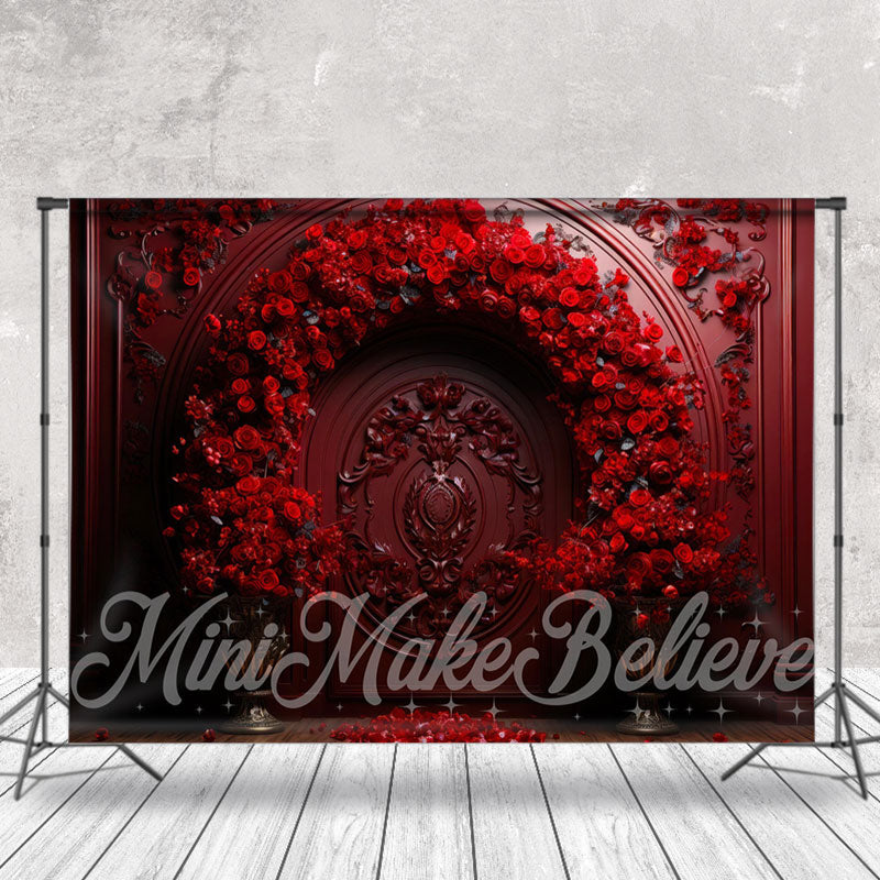Aperturee - Retro rote Rose Carve Designs Valentinstag Hintergrund