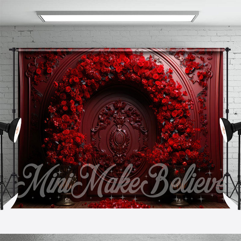Aperturee - Retro rote Rose Carve Designs Valentinstag Hintergrund