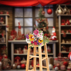 Aperturee - Retro Weihnachtsmann Haus Weihnachtsbaum Fotoshooting Hintergrund