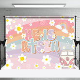 Aperturee - Er ist auferstanden. Grooviger Regenbogenblumen Osterhintergrund