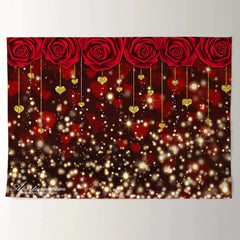 Aperturee - Rote Rose mit glitzerndem Herz Valentinstag Hintergrund