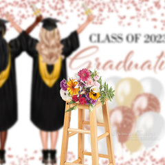 Aperturee - Roségoldener Glitzer Fotohintergrund für zwei Mädchen 2023