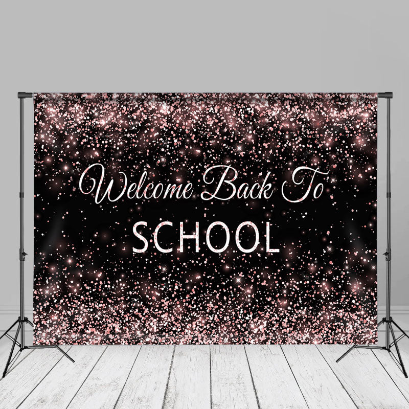 Aperturee - Roségoldener Glitzer Hintergrund Willkommen zurück in der Schule