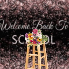 Aperturee - Roségoldener Glitzer Hintergrund Willkommen zurück in der Schule