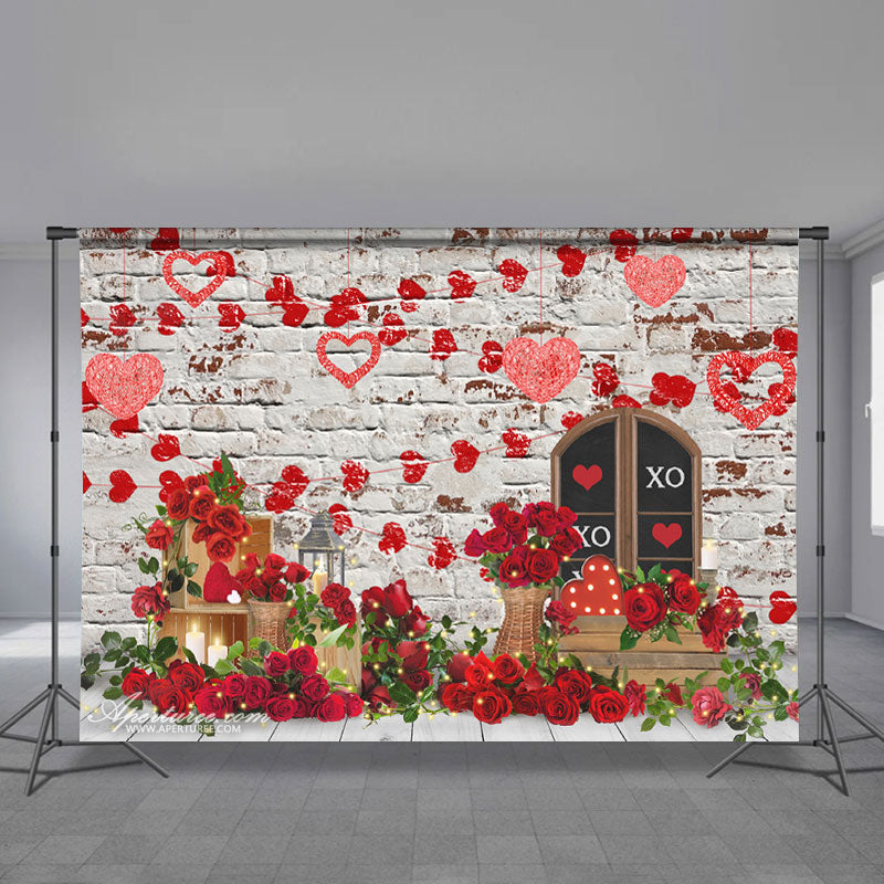 Aperturee - Rosen Herz weiße Wand glücklicher Valentins Hintergrund
