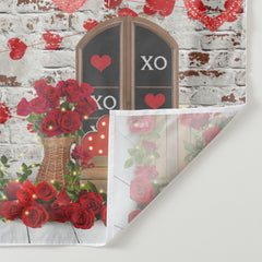 Aperturee - Rosen Herz weiße Wand glücklicher Valentins Hintergrund