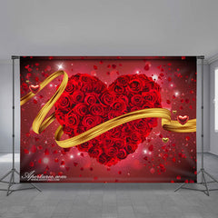 Aperturee - Rosenherz mit Schleife süßer Valentinstag Hintergrund