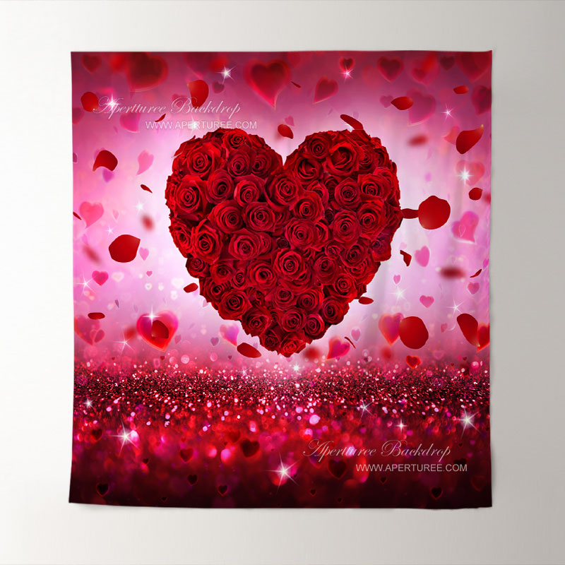 Aperturee - Roter Rosen Herz Thema Valentinstag Fotohintergrund