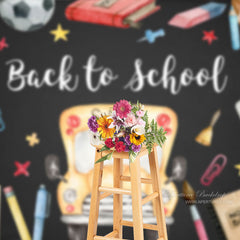 Aperturee - Bus Lineal Bleistift Buch Ball zurück zur Schule Hintergrund