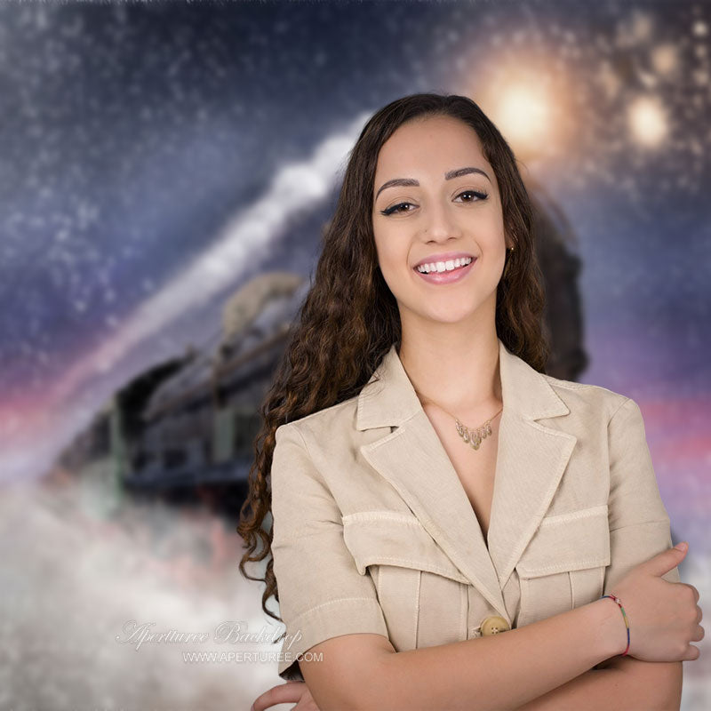 Aperturee - Laufender Zug Winter Nacht Weihnachtsfeier Hintergrund