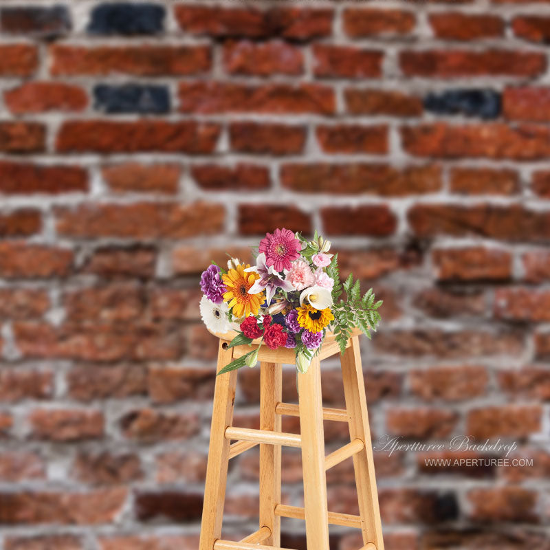 Aperturee – Fotostudio Hintergrund mit ländlicher rauer roter Backsteinmauer