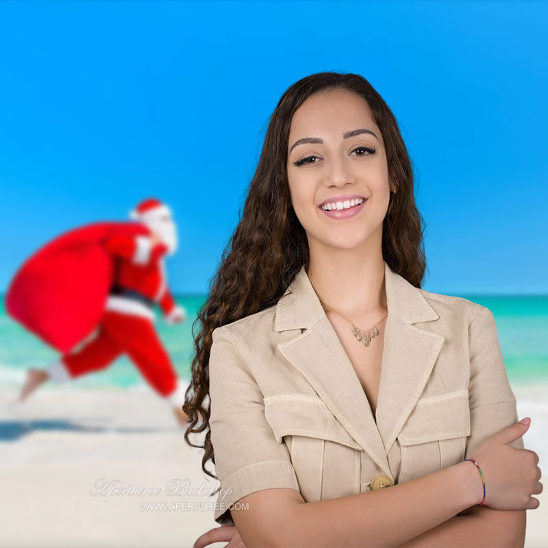 Aperturee - Weihnachtsmann Strand Weihnachten im Juli Hintergrund für Inneneinrichtung